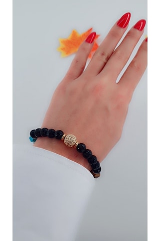 Bhs Life Kadın Charm Siyah Renk Taş Bileklik Çok Renkli