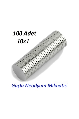 100 Adet Çap 10Mm X Kalınlık 1Mm Yuvarlak Güçlü Neodyum Mıknatıs