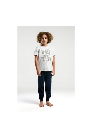 U.S. Polo Assn. Erkek Çocuk Beyaz Kısa Kol Pijama Takım Beyaz