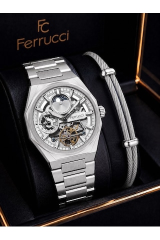 Ferrucci Otomatik Ve Kurmalı Güneş Ve Mehtap Kadranlı 2 Yıl Garantili Erkek Kol Saati Bfc.m3558.s1 Gümüş
