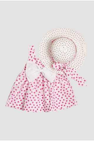Chicsy Baby Tatl Kız Bebek Kalp Desenli Askılı Elbise Ve Şapka Takımı Yazlık Pamuklu Bebek Elbisesi Pembe Chicsy Baby Tatl Kız Bebek Kalp Desenli Askılı Elbise Ve Şapka Takımı Yazlık Pamuklu Bebek Elbisesi Pembe