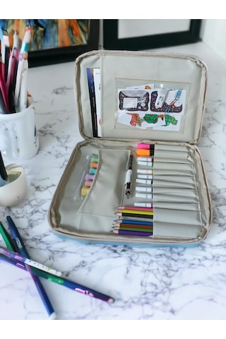 Resim Çantası Kalemlikli Defter Boya Malzemeleri Aktivite Çantası Unisex Kırtasiye Çantası