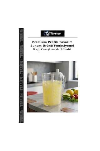 Premium Pratik Tasarım Sunum Ürünü Fonksiyonel Kap Karıştırıcılı Sürahi