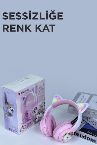 Torima HD11 Sevimli Kedi Karükatür Bluetooth 5.3 Kulak Üstü Kulaklık