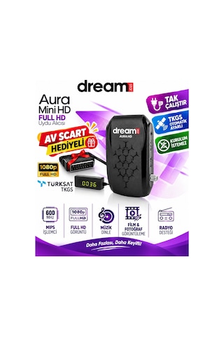 Dreamstar Aura Hd Mini Türksat 4a Uyumlu Tkgs Ayarlı Scart li