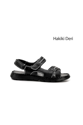 Gönderi R Erkek Siyah Hakiki Deri Comfort Sandalet Dyza73142421 Siyah