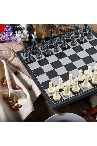Klasik Katlanır Manyetik Satranç Takımı Okullar & Seyahat İçin Satranç Takımı 2li Dama Satranç Seti
