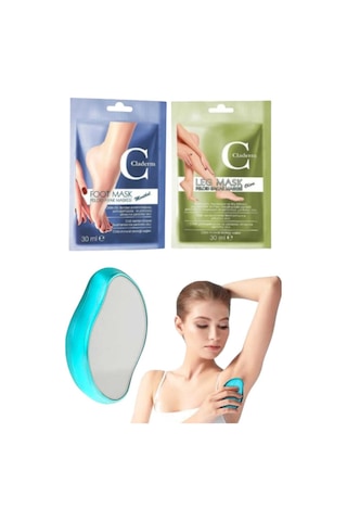 3'lü Set Ayak Bacak Peeling Kil Bakım Maske Kristal Epilasyon Taşı Ağda Aleti Tüy Dökücü Tüy Silğisi