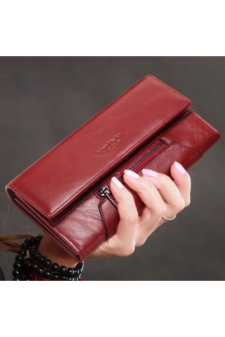 Humerpaul Moda Kadınlar Hakiki Deri Cüzdan Rfıd Engelleme Üç Kat Kredi Kart Tutucu Lüks Uzun Kadın Telefon Manşonlar Siyah