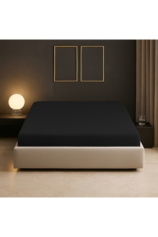 %100 Pamuk Battal Boy King Size 280x280 Cm Düz Çarşaf Siyah