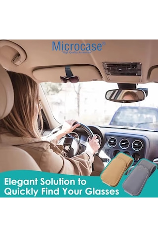 Microcase Universal Suni Deri Oto Güneş Gözlük Tutucu Askılık Mıknatıslı - Al5240 Gri