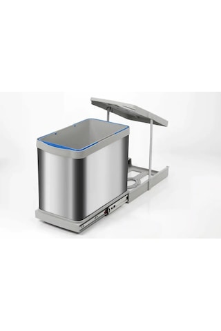 Pyramith Teleskopik Raylı Paslanmaz Gövde 24 Litre Çöp Kovası Gri Renk S-2264-g P-9453