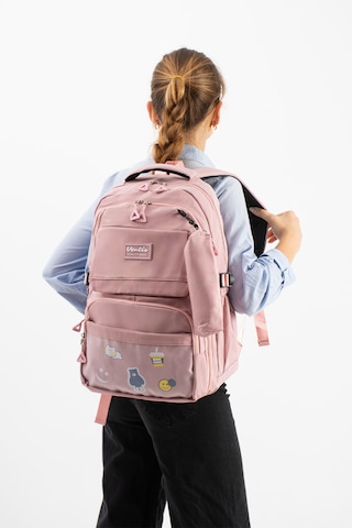 Ventis Qualty Okul Çantası Su Geçirmez Klinkır Kumaş Unisex Sırt Çantası Model 7d Pembe