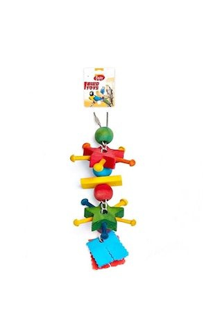 Ahşap Renkli Yıldızlar Papağan Kuş Oyuncağı 22 Cm
