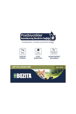 Bozita Tahılsız Tavuklu, Sığır Etli Ve Hindili Tahılsız Kedi Konservesi 12x85 Gr