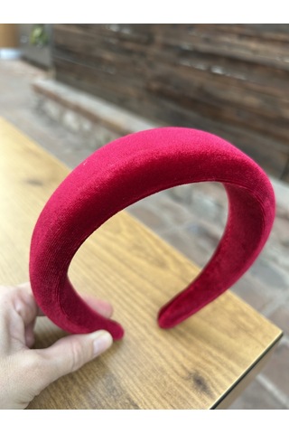 Yılbaşı Kırmızı Kadife Kırmızı Kalın Bombeli Kadın Taç Aksesuar Kırmızı