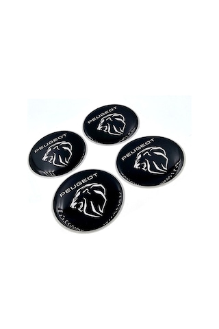 Peugeot Tasarım Damla Sticker Siyah Peugeot Jant Göbeği 5.5cm Uyumlu