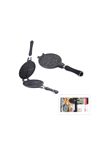 20cm Granit Döküm Waffle Tava Bakalit Sap 5639 Açık Bakır
