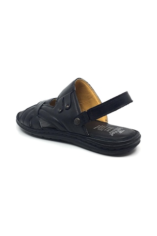 Luis Figo %100 Hakiki Deri Ortopedik Erkek Büyük Numara Sandalet Terlik 40-48 Siyah