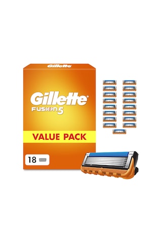Erkekler İçin Gillette Fusion 5 Bıçak, 18 Tıraş Bıçağı, Turuncu