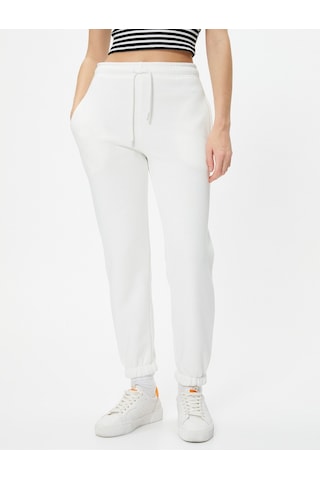 Koton Jogger Eşofman Altı Beli Bağlamalı Rahat Kalıp Cepli Pamuklu Ekru 4sal40057ık 4SAL40057IK010 Ekru