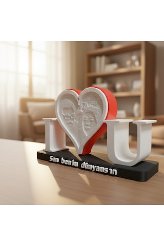 I Love U Temalı Işıklı Resim Ve Dekoratif Anı Objesi 17,5x10 Cm