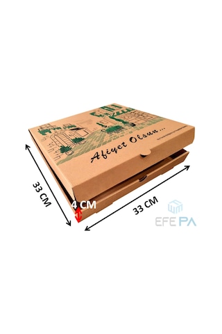 Karton Pizza Kutusu 33X33X4 Cm 100' Lü