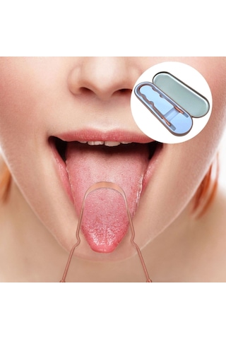Bakır Oil Pulling Yağ Çekme Dil Plak Temizleme Aleti Dil Fırçası Sıyırıcı Dil Kaşığı 5286