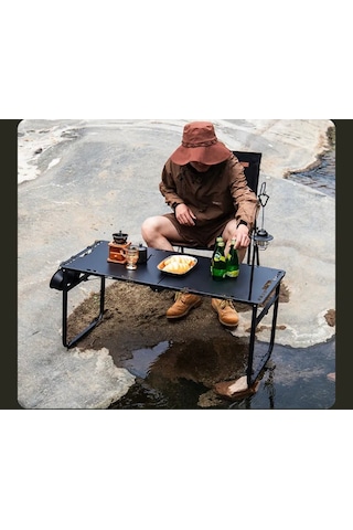 Hidrolik Otomatik Katlanır Kamp Ve Piknik Masası Taşınabilir, Hafif Ve Elde Taşınabilir Siyah