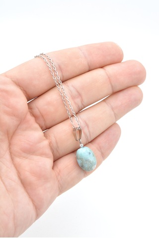 Hakiki Doğal Atlantis Larimar Taşı Kolye Ucu Mavi