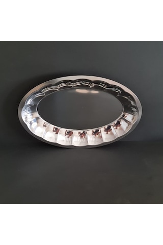 430 Kalite Paslanmaz Çelik Kayık Tabak 34x22 Cm Derinlik 3,5 Cm Gümüş