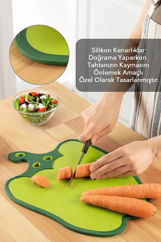 Dolma Figürlü Kaydırmaz Kesme Tahtası Doğrama Panosu Sarı