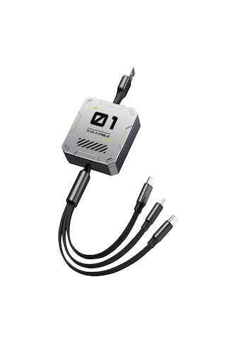 Zuidid - Fc151 - 3 Ü 1 Arada 100w 3a Hızlı Şarjlı 1.2 Metre Geri Çekilebilir Çoklu Şarj Kablosu (Şarj Kablosu)-Evet