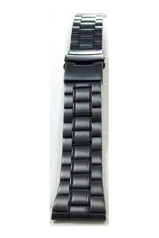 24Mm Siyah Metal Saat Kordonu Çelik Kolçak 1.Kalite Kayış Şeritli