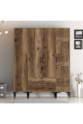 Variant Kumsal 4 Kapılı Stp Gardrop - Ceviz / Ceviz