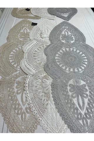 Nivemeshome Beyaz Örme Takım 3 Parça Sunumluk Seti Runner + Supla 2 Adet Beyaz