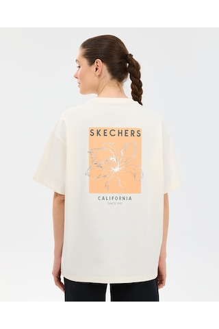 Skechers W Oversize Fit Graphic T-shirt Kadın Beyaz Tshirt S2610052-3855