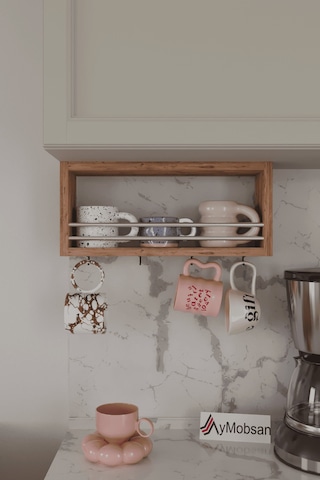 Trend Kupa Standı, Bardak Tutucu, Kupa, Fincan Askılığı Çok Amaçlı Raf 45 Cm, Atlantik Çam Atlantik Çam