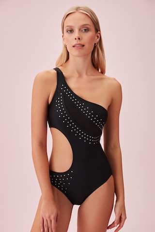 Suwen Harper Detaylı Mayo Sb25605012d012 Siyah