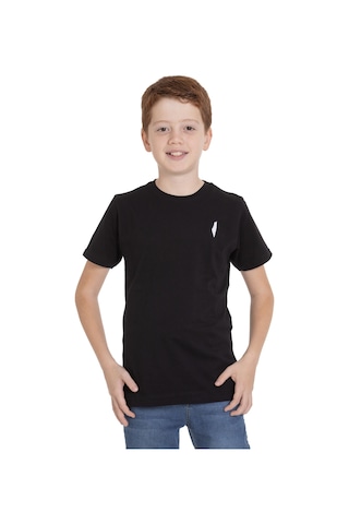 Zaytoon Unisex Çocuk Kısa Kollu Yan Dolu Filistin Haritası Nakışlı Tişört T600001 Siyah
