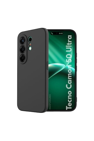 Tecno Camon 50 Ultra Uyumlu Silikon Kılıf Pastel Renk Tonu Kamera Korumalı Esnek Kapak Siyah
