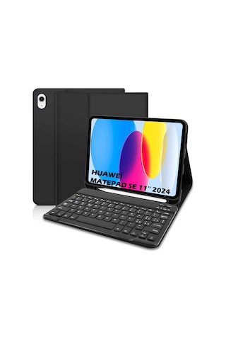 Huawei Matepad Se 11" 2024 Bluetooth Özellikli Standlı Kalem Bölmeli Klavyeli Kılıf
