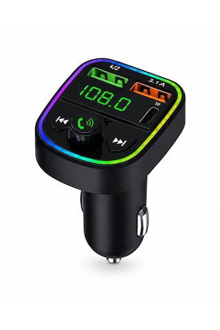Kablosuz Araç Mp3 Çalar Fm Transmitter Type-c Girişi Ve Çift Usb Şarj Portu