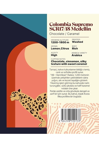 Colombia Supremo Scr17/18 Medellin Yöresel Filtre Kahve 250 Gr. Çekirdek Kahve