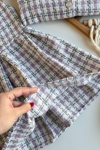 Monila Kız Çocuk Tüvit Kumaş Elbise Ve Ceket 2'li Takım Lila