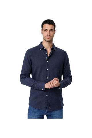 Arma Ar-ma Erkek Keten Gömlek Baskisiz Basic Düğme Kapamali Cepsiz Uzun Kollu Gömlek Dokuma Kumaş Regular Fit %60 Pamuk %40 Keten Y31485118002 Lacivert-l1