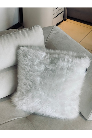Yumuşak Peluş Kırlent Dekoratif, Konforlu & Modern Ev Aksesuarı Kolay Temizlenir Beyaz