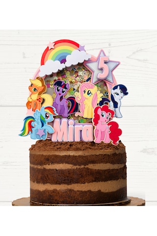 Pony Temalı İsme Özel Kız Çocuk Doğum Günü Pasta Süsü