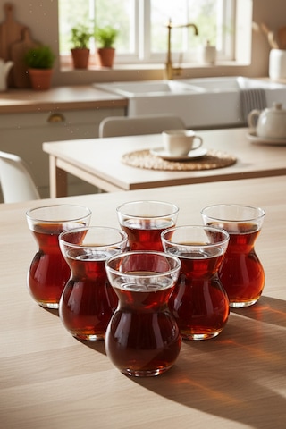 Snippy Tea - 6'lı Cam Çay Bardağı Cam Çay Seti 170 Cc Cam