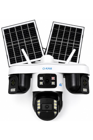 Okam 335 Premıum 4g Solar Güvenlik Kamerası Sım Kartlı 7/24 Kayıt Akıllı Takip Renkli Gece Görüşü